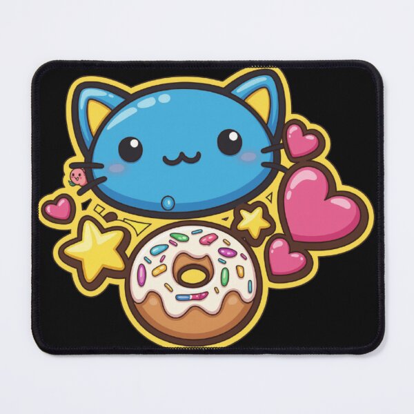 Item preview, Kawaii Blue Neko Cat & Donut designed and sold by Revyra Design .