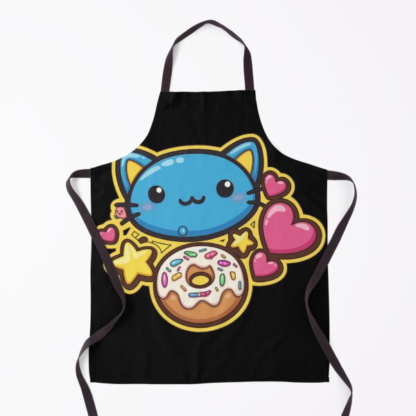 Item preview, Kawaii Blue Neko Cat & Donut designed and sold by Revyra Design .