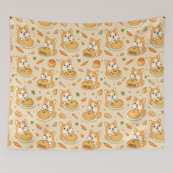 Item preview, Corgi Mini Meat Pie Kawaii Pattern designed and sold by Soft Berry Studio.