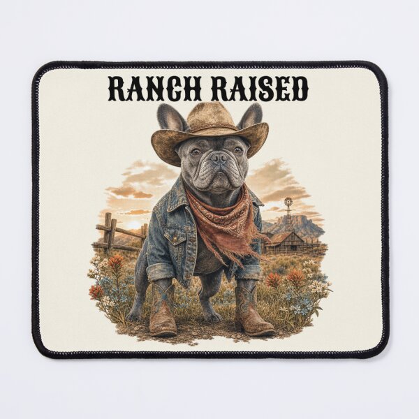 Item preview, Bulldog francés vaquero criado en rancho, perro rústico occidental designed and sold by Rosie's Wildflower Boutique.