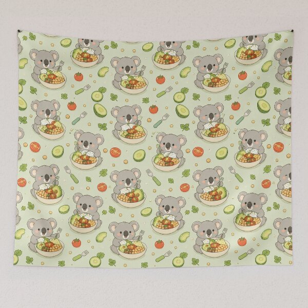 Item preview, Koala Chickpea Bowl Kawaii Pattern designed and sold by Soft Berry Studio.