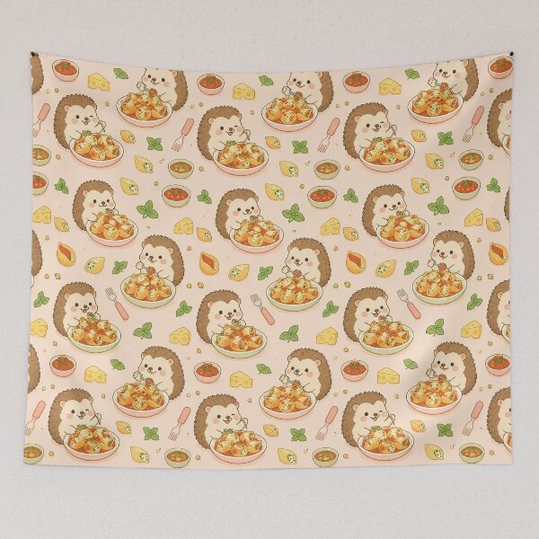 Item preview, Hedgehog Stuffed Pasta Shell Kawaii Pattern designed and sold by Soft Berry Studio.