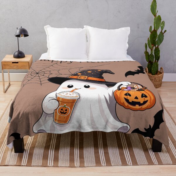 Item preview, Cute Halloween ghost wearing a witch hat designed and sold by DoveArtDesigns.