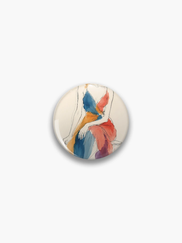 Thumbnail 1 of 3, Pin, Seated Color Reverie designed and sold by InkfloraMuse.