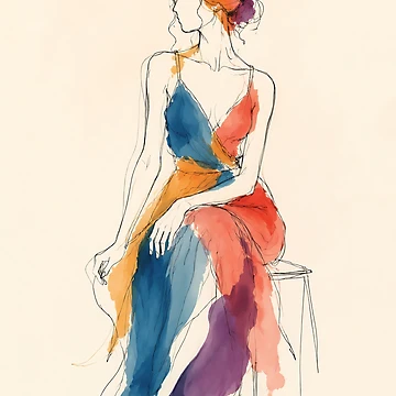 Artwork thumbnail, Seated Color Reverie by InkfloraMuse