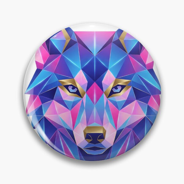 Item preview, Low Poly Wolf Blue Pink Gold Geometric Art designed and sold by larbimalki.