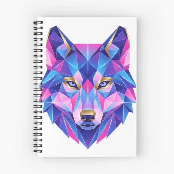 Item preview, Low Poly Wolf Blue Pink Gold Geometric Art designed and sold by larbimalki.