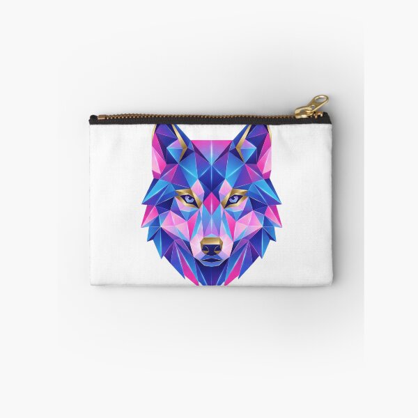 Item preview, Low Poly Wolf Blue Pink Gold Geometric Art designed and sold by larbimalki.