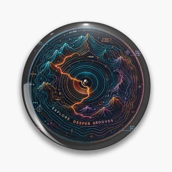 Item preview, Explore Deeper Grooves – Neon Vinyl Topography designed and sold by Golden Era Studio.