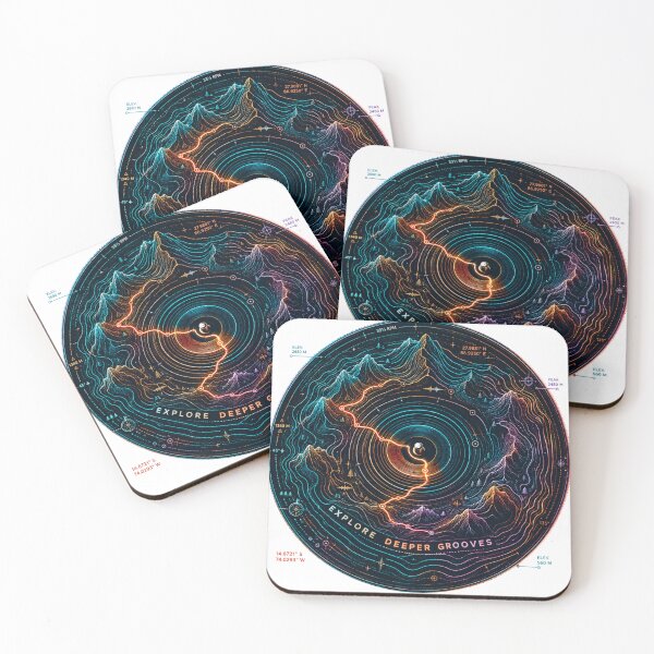 Item preview, Explore Deeper Grooves – Neon Vinyl Topography designed and sold by Golden Era Studio.