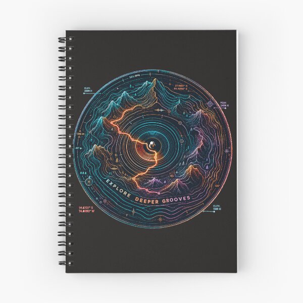 Item preview, Explore Deeper Grooves – Neon Vinyl Topography designed and sold by Golden Era Studio.