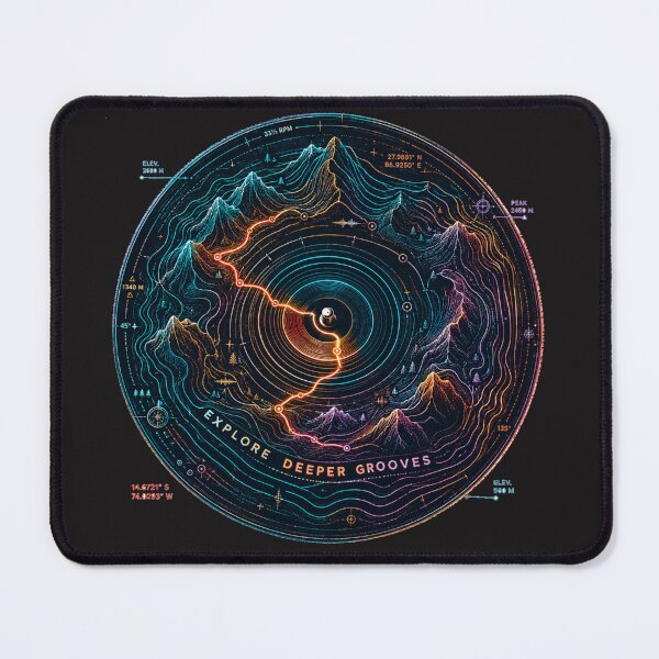 Item preview, Explore Deeper Grooves – Neon Vinyl Topography designed and sold by Golden Era Studio.