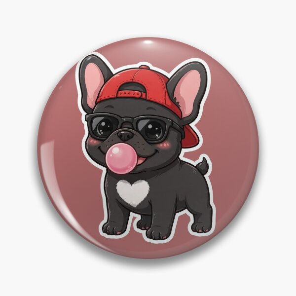 Item preview, Black French Bulldog with Red Cap and Bubblegum - Cool Streetwear Frenchie Sticker designed and sold by PrettyCrypt.