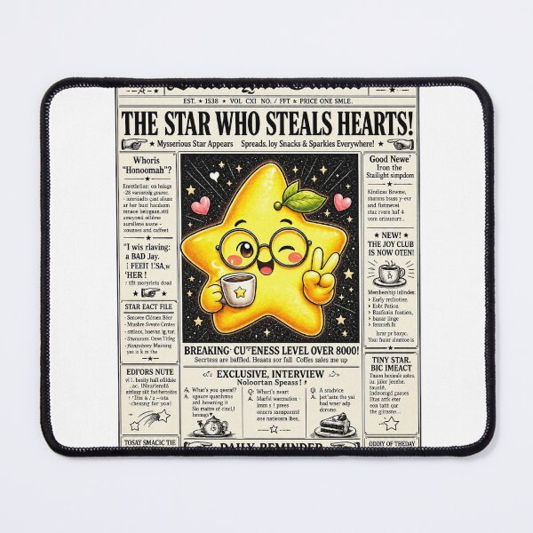 Item preview, The Star Who Steals Hearts – Cute Vintage Newspaper Coffee Design designed and sold by abdaedizayin2.
