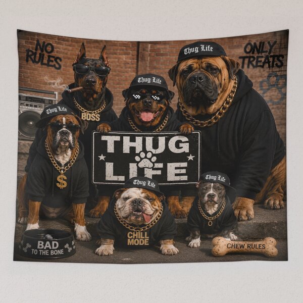 Item preview, Thug Life Dogs – Only Treats, No Rules | Funny Gangster Dog Streetwear designed and sold by Imagetore.
