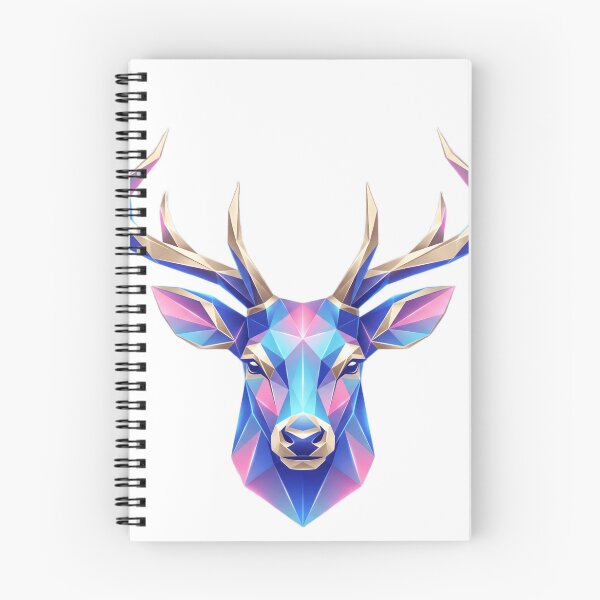 Item preview, Geometric Low Poly Deer Blue Pink Gold designed and sold by larbimalki.