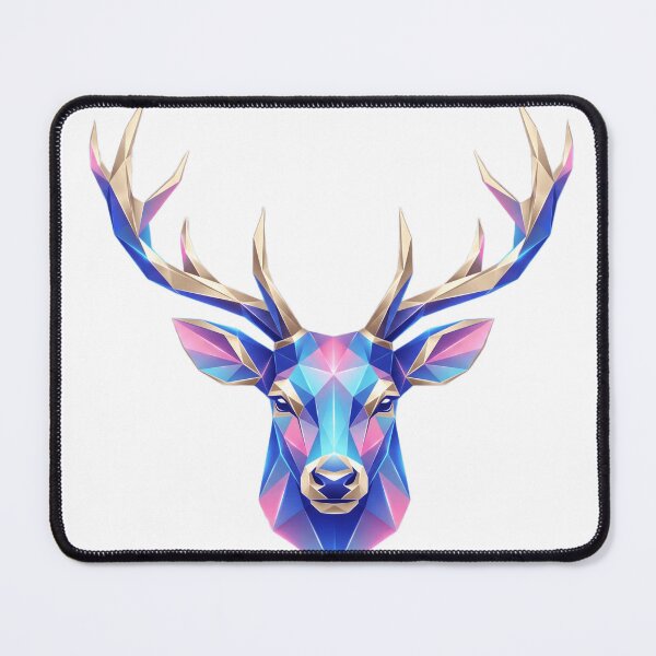 Item preview, Geometric Low Poly Deer Blue Pink Gold designed and sold by larbimalki.