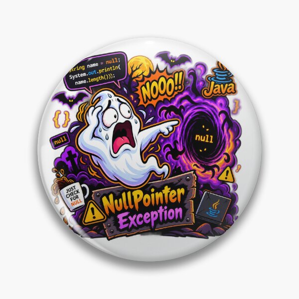 Item preview, Null Pointer Exception Spooky Ghost Halloween T-Shirt and Sticker designed and sold by PixelForge Studio2.