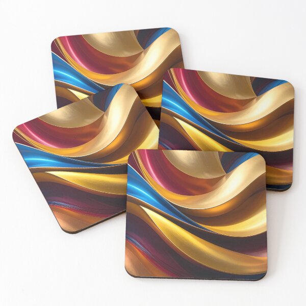 Item preview, Abstract Flowing Gold Red Blue Wave Artwork designed and sold by BetweenForms.