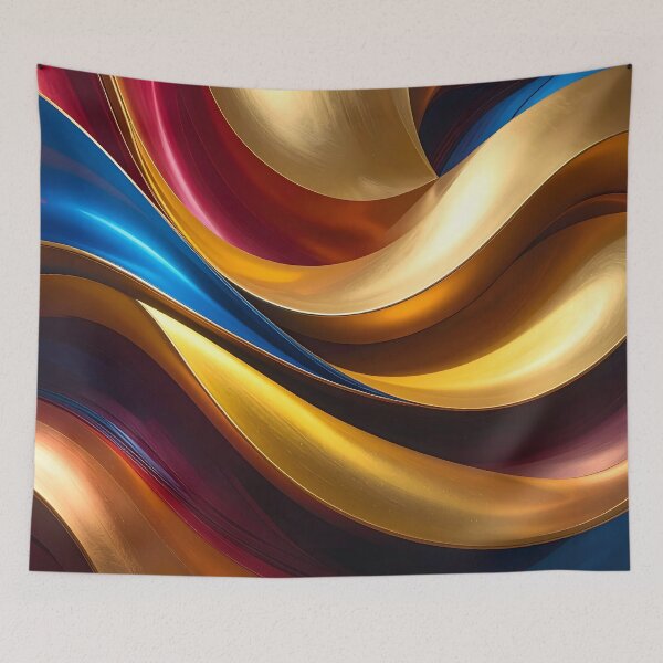 Item preview, Abstract Flowing Gold Red Blue Wave Artwork designed and sold by BetweenForms.