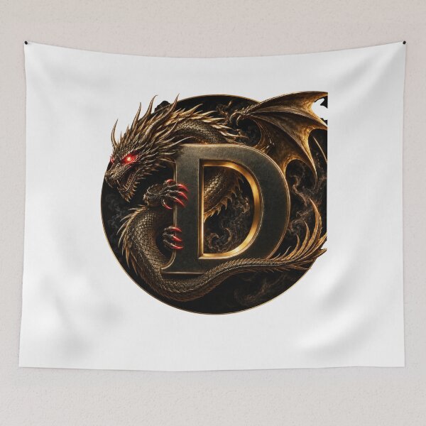 Item preview, Epic Gold Dragon Letter D Monogram  designed and sold by LC&LCPlatform.