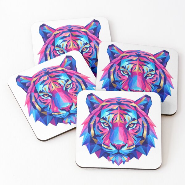 Item preview, Futuristic Low Poly Tiger Blue Pink Gold designed and sold by larbimalki.