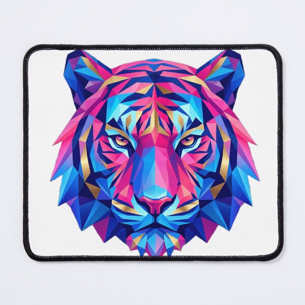 Item preview, Futuristic Low Poly Tiger Blue Pink Gold designed and sold by larbimalki.