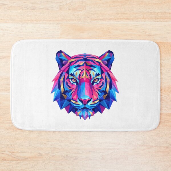 Item preview, Futuristic Low Poly Tiger Blue Pink Gold designed and sold by larbimalki.