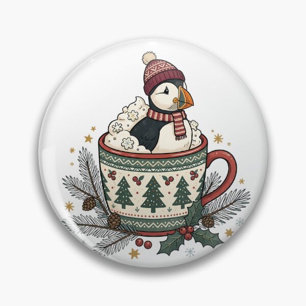Item preview, Cozy Puffin Christmas Mug Art / Seabird art / Winter Puffin designed and sold by VibranPalette.