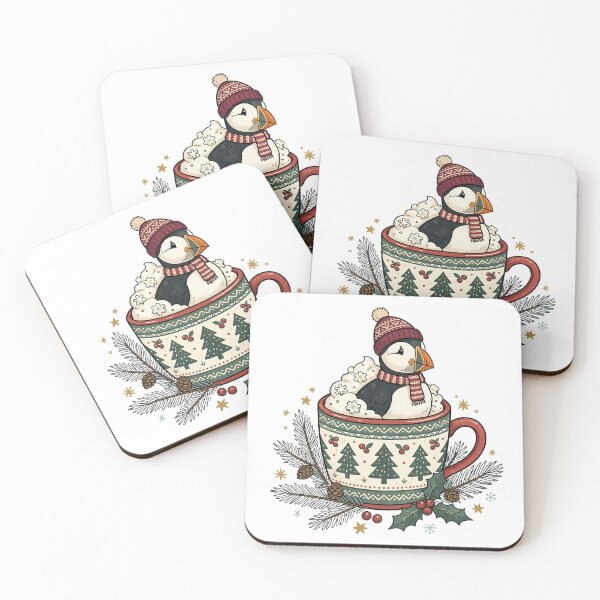 Item preview, Cozy Puffin Christmas Mug Art / Seabird art / Winter Puffin designed and sold by VibranPalette.