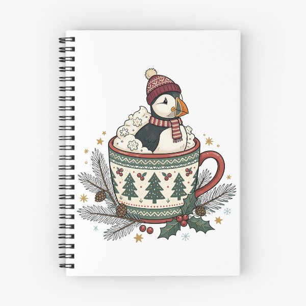 Item preview, Cozy Puffin Christmas Mug Art / Seabird art / Winter Puffin designed and sold by VibranPalette.