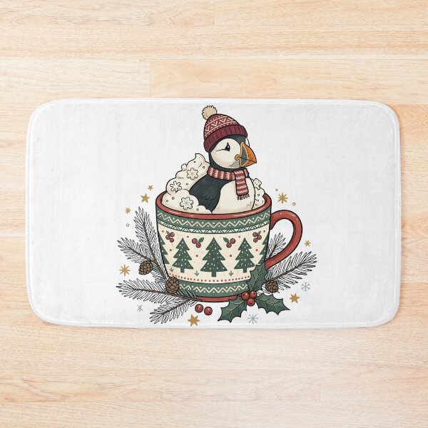 Item preview, Cozy Puffin Christmas Mug Art / Seabird art / Winter Puffin designed and sold by VibranPalette.