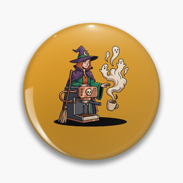 Item preview, Witch Barista Brewing Ghost Espresso Coffee Maker Halloween Art designed and sold by Rare By Hero.