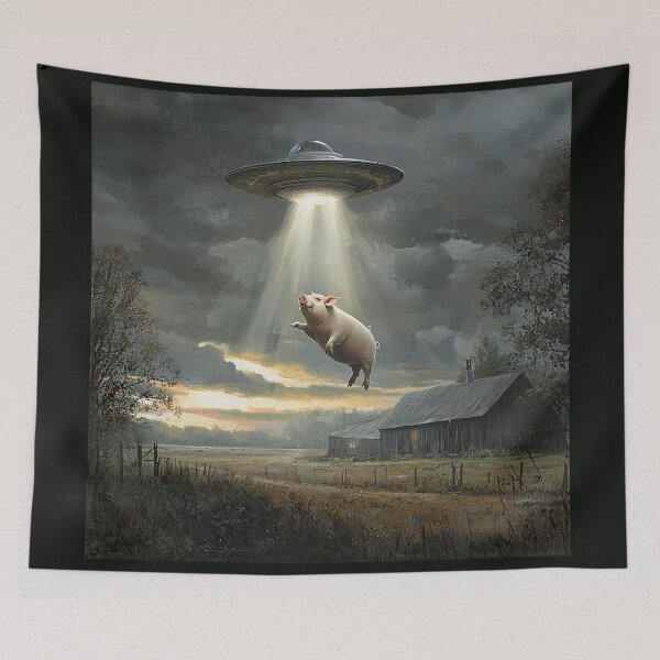 Item preview, UFO Abducting a Pig from a Farm designed and sold by Shannon Hilson.