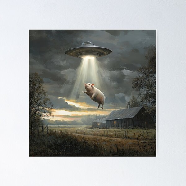 Item preview, UFO Abducting a Pig from a Farm designed and sold by Shannon Hilson.