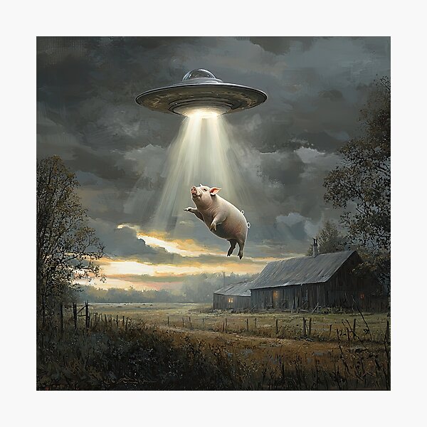 Item preview, UFO Abducting a Pig from a Farm designed and sold by Shannon Hilson.