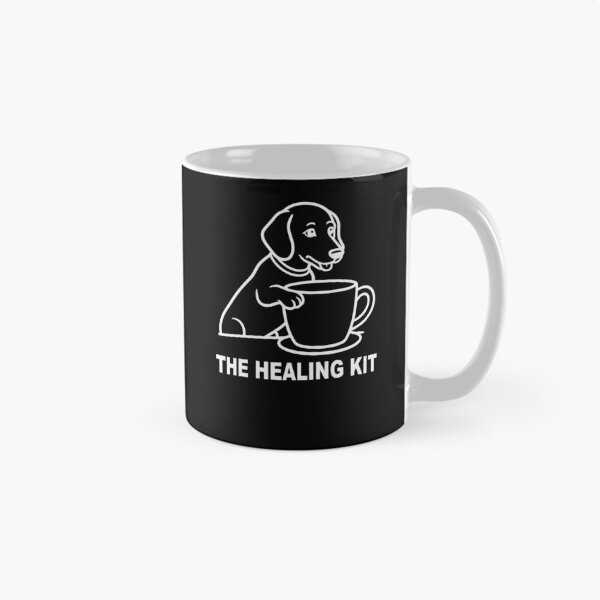Item preview, The Healing Kit Cute Dog Coffee Mug White Outline Art designed and sold by The Bold Line Studio.