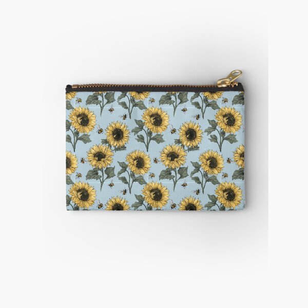 Item preview, Blooming Sunflower Stalks & Honeybee Sky Blue Tapestry designed and sold by TJ Art and Camera.