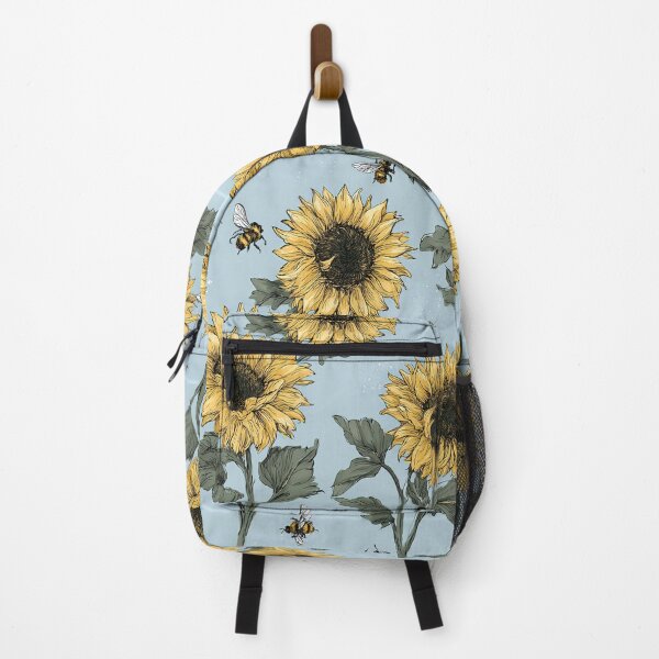 Item preview, Blooming Sunflower Stalks & Honeybee Sky Blue Tapestry designed and sold by TJ Art and Camera.