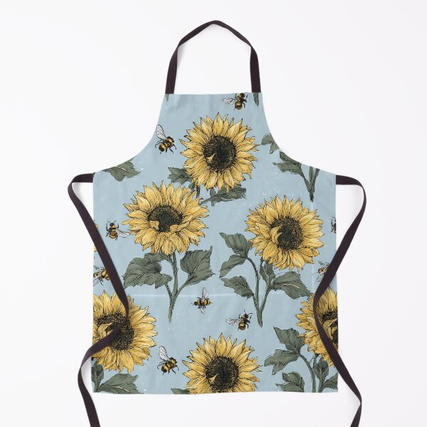Item preview, Blooming Sunflower Stalks & Honeybee Sky Blue Tapestry designed and sold by TJ Art and Camera.
