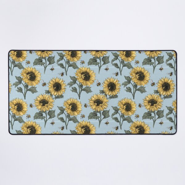 Item preview, Blooming Sunflower Stalks & Honeybee Sky Blue Tapestry designed and sold by TJ Art and Camera.