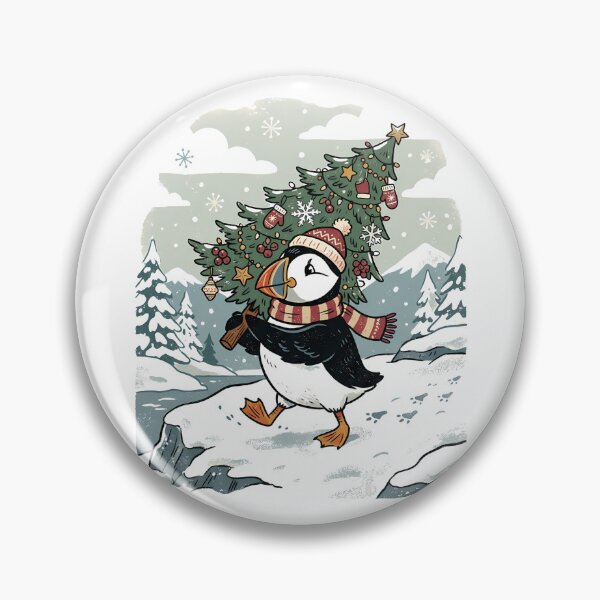 Item preview, Festive Puffin Carrying Christmas Tree / Coastal Bird / Ocean Christmas designed and sold by VibranPalette.