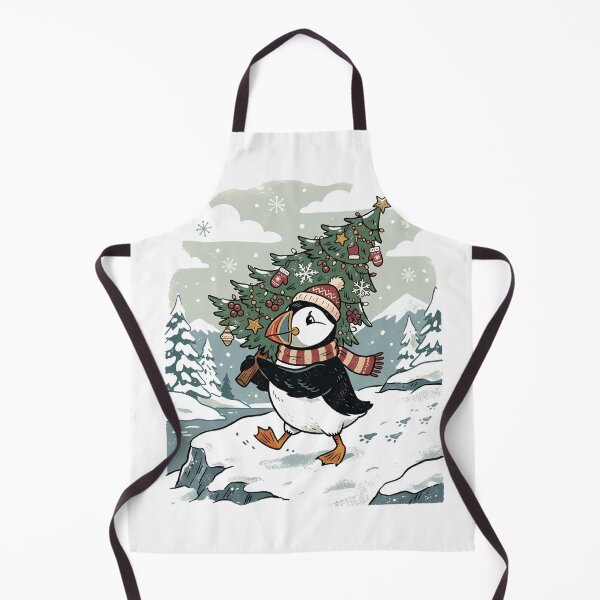 Item preview, Festive Puffin Carrying Christmas Tree / Coastal Bird / Ocean Christmas designed and sold by VibranPalette.