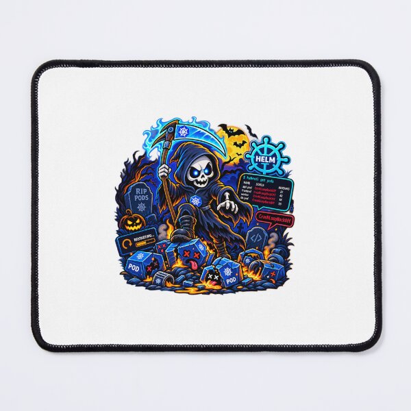 Item preview, Kubernetes Pod Crash Loop Grim Reaper Halloween T-Shirt and Sticker designed and sold by PixelForge Studio2.