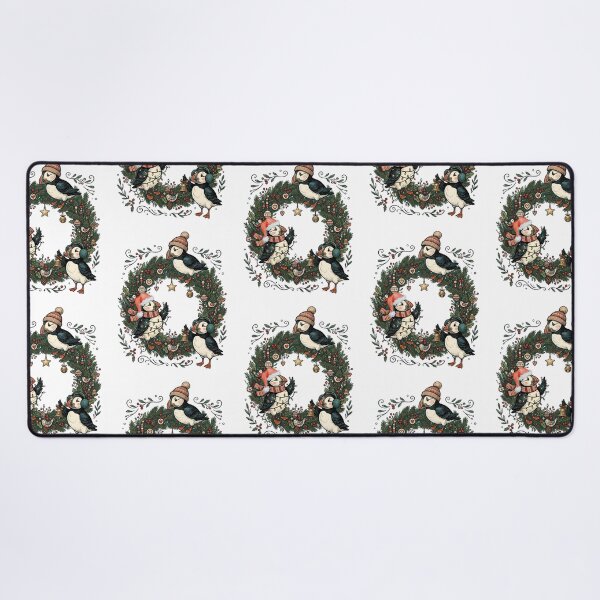 Item preview, Cozy Puffin Wreath Coastal Christmas / Seabird art / Nordic Coastal art designed and sold by VibranPalette.
