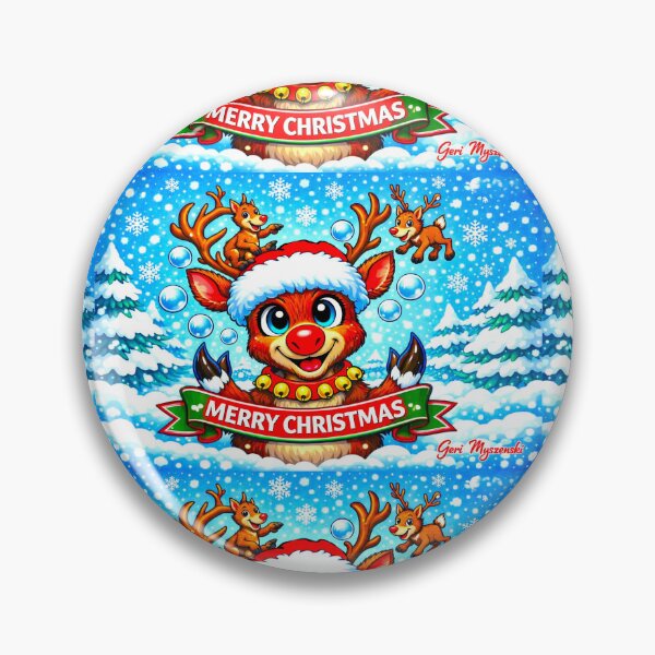 Item preview, Jolly Reindeer Christmas Cartoon – Whimsical Winter Wonderland Art by Geri Myszenski  designed and sold by The Art Queen Of Michigan .