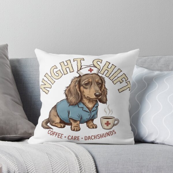 Item preview, Night Shift Nurse Dachshund designed and sold by FurryPrintLab-FurryPrintLabDesign.