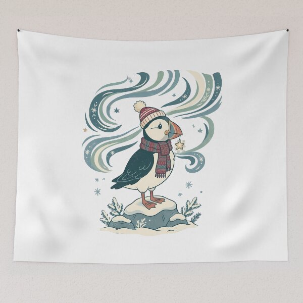 Item preview, Cozy Puffin Christmas Coastal Art / Puffin Lover / Nordic Coastal Christmas designed and sold by VibranPalette.