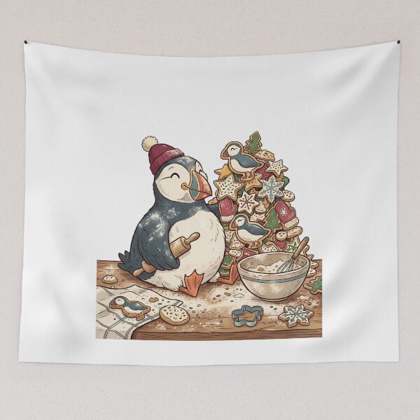 Item preview, Cute Puffin Christmas Cookie Holiday Baking / Funny Puffin / Christmas Puffin designed and sold by VibranPalette.