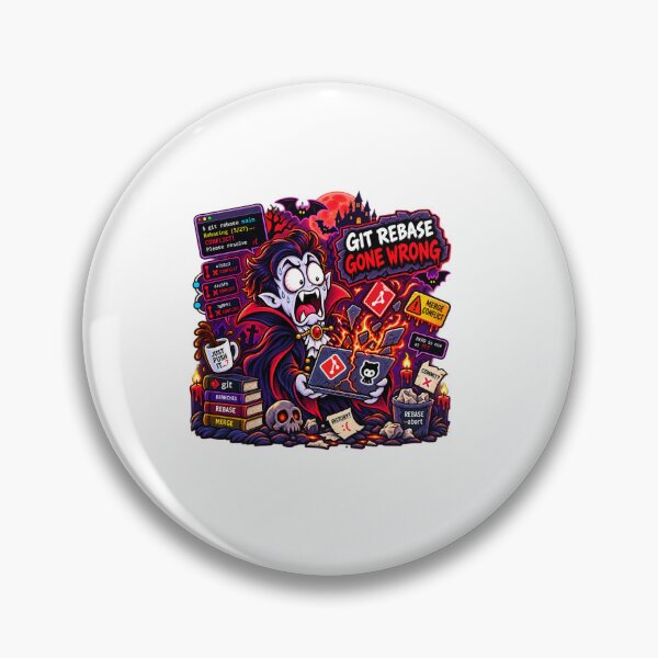 Item preview, Git Rebase Gone Wrong Vampire Halloween T-Shirt and Sticker designed and sold by PixelForge Studio2.